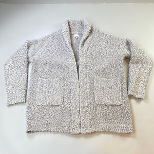 Women's JOHN + JENN x Indigo Grey Open Cardigan M/L Eyelash Boucle Cozy Soft